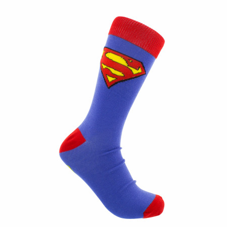 Superman Suit and Superboy Logos 2-Pair Pack of Crew Socks